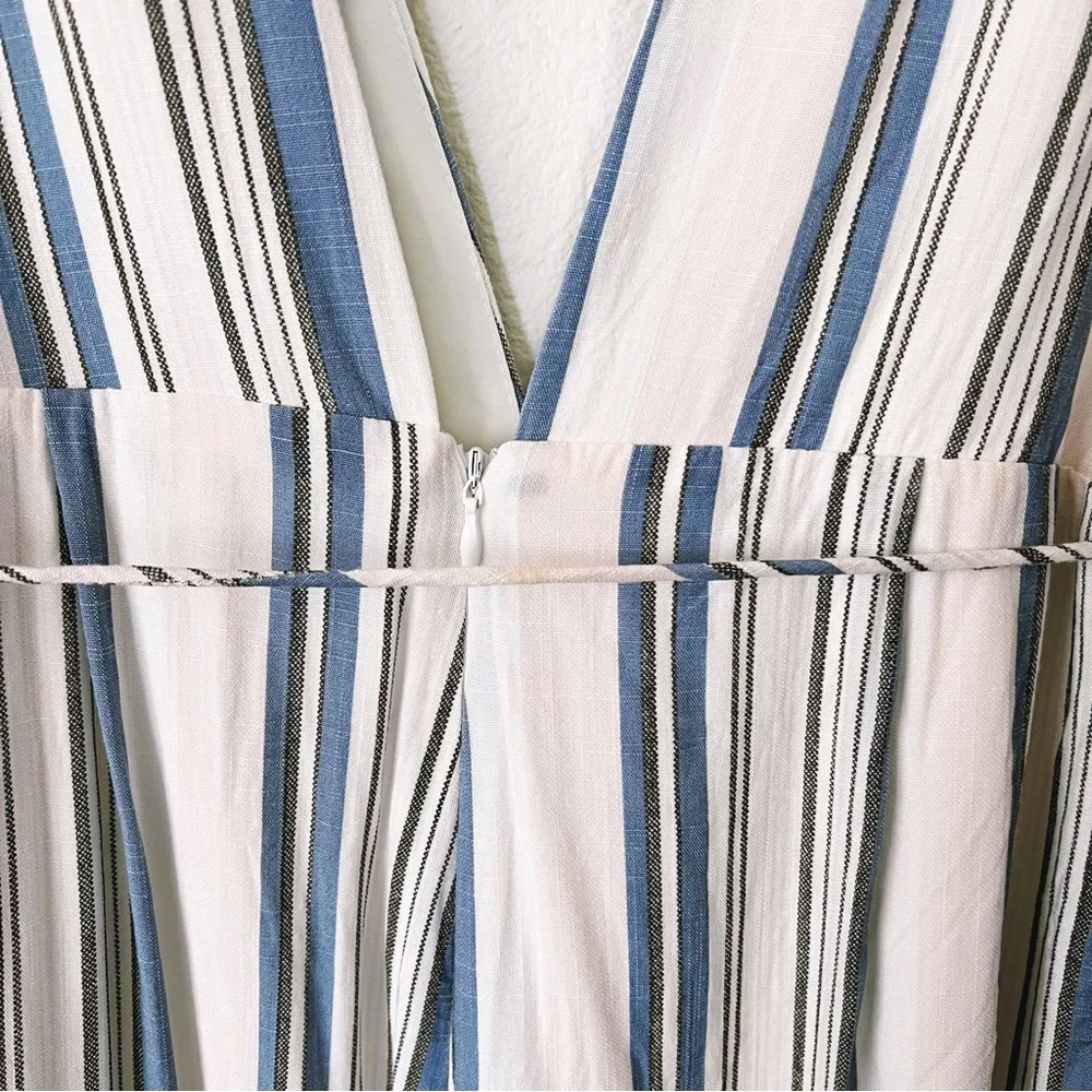 Superdown Bette Deep V Jumpsuit Rayon Multi Stripe Revolve Blue White Pi… - Picture 10 of 16